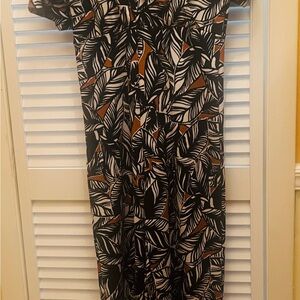 Derek Heart Black and Brown Leaf Print Jumpsuit